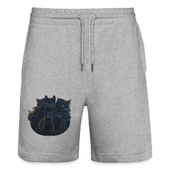 Cat for cat lovers - Stanley/Stella Trainer Unisex Organic Jogging Shorts - heather grey - Front - Nik (191cm) & Marisol (170cm)
