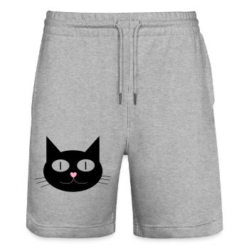 Cute cat, tomcat with heart-shaped nose - Stanley/Stella Trainer Unisex Organic Jogging Shorts - heather grey - Front - Nik (191cm) & Marisol (170cm)