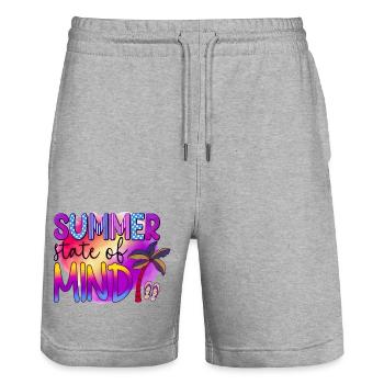 Summer surf croatia beach paradise party vibes Usa - Stanley/Stella Trainer Unisex Organic Jogging Shorts - heather grey - Front - Nik (191cm) & Marisol (170cm)