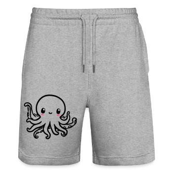 Cute Octopus Kawaii - Stanley/Stella Trainer Unisex Organic Jogging Shorts - heather grey - Front - Nik (191cm) & Marisol (170cm)