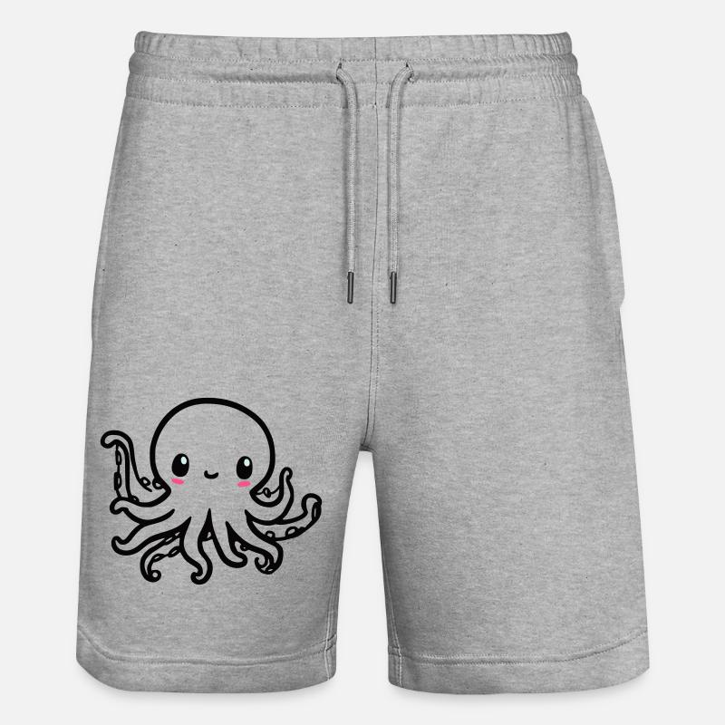 Niedlicher Octopus Kawaii - Stanley/Stella Unisex Bio Joggingshorts Trainer  - Grau meliert