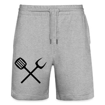Couverts barbecue - Short de jogging bio TRAINER Stanley/Stella unisexe - gris chiné - Devant - Nik (191cm) & Marisol (170cm)