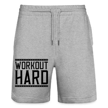 workout hard - Stanley/Stella Unisex Bio Joggingshorts Trainer  - Grau meliert - Vorne - Nik (191cm) & Marisol (170cm)