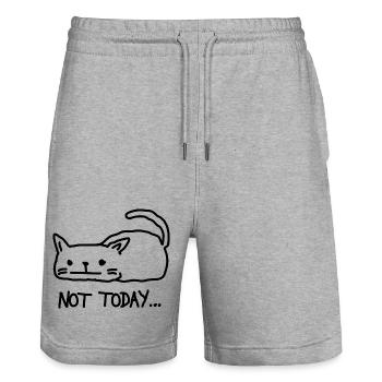 Not Today Cat Katze Humor - Stanley/Stella Unisex Bio Joggingshorts Trainer  - Grau meliert - Vorne - Nik (191cm) & Marisol (170cm)