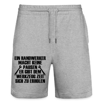 Handwerker Handyman Handwerk Werkzeug Baustelle - Stanley/Stella Unisex Bio Joggingshorts Trainer  - Grau meliert - Vorne - Nik (191cm) & Marisol (170cm)