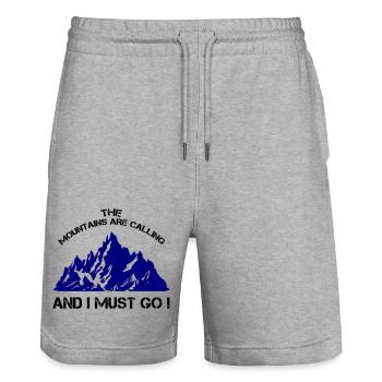 mountains are calling i must go - Stanley/Stella Unisex Bio Joggingshorts Trainer  - Grau meliert - Vorne - Nik (191cm) & Marisol (170cm)