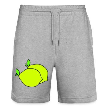 lemons - Stanley/Stella Trainer Unisex Organic Jogging Shorts - heather grey - Front - Nik (191cm) & Marisol (170cm)