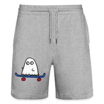 Fantôme de patineur - Short de jogging bio TRAINER Stanley/Stella unisexe - gris chiné - Devant - Nik (191cm) & Marisol (170cm)