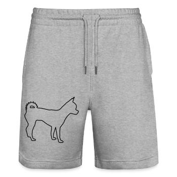 Chihuahua Contours 1 - Stanley/Stella Trainer Unisex Organic Jogging Shorts - heather grey - Front - Nik (191cm) & Marisol (170cm)
