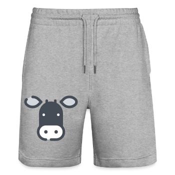 Cow - Stanley/Stella Trainer Unisex Organic Jogging Shorts - heather grey - Front - Nik (191cm) & Marisol (170cm)