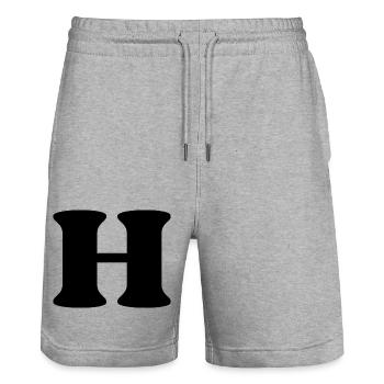 Buchstabe h - Stanley/Stella Unisex Bio Joggingshorts Trainer  - Grau meliert - Vorne - Nik (191cm) & Marisol (170cm)