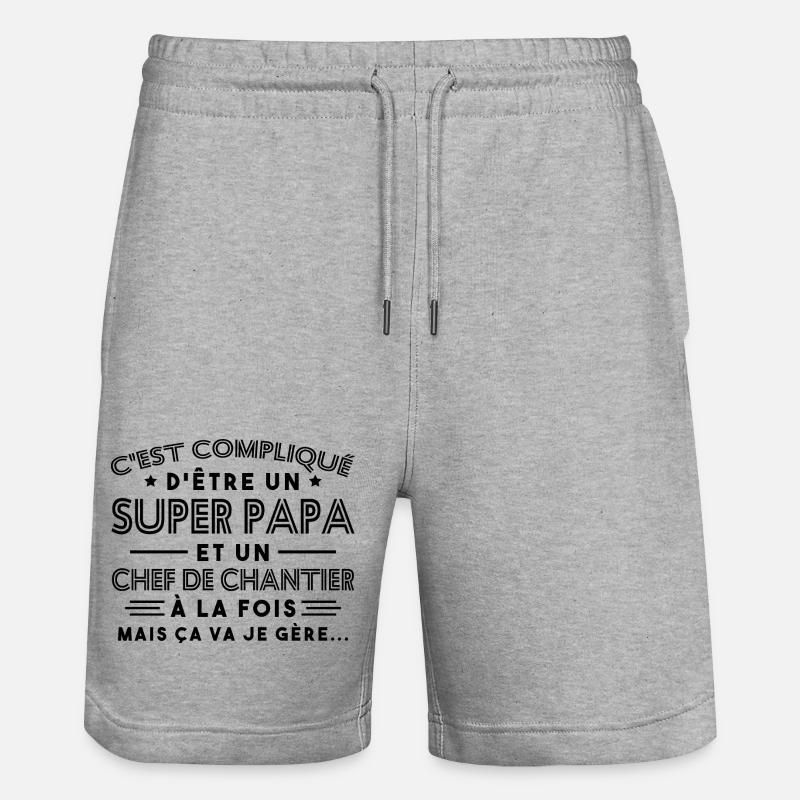 Super Papa Chef de Chantier - Short de jogging bio TRAINER Stanley/Stella unisexe - gris chiné