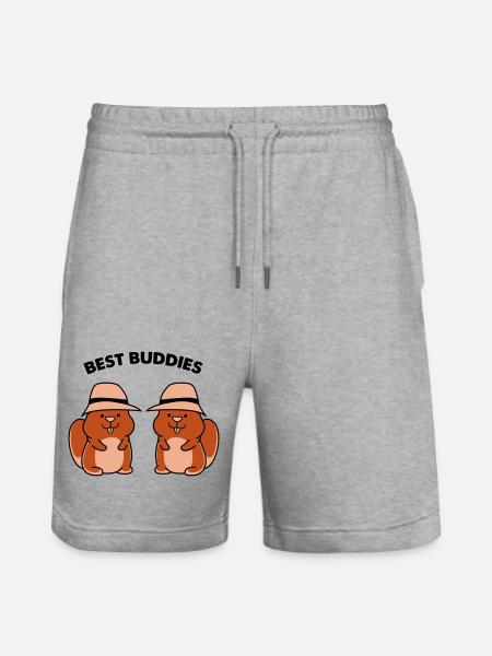 hamster best buddies - Stanley/Stella Unisex Bio Joggingshorts Trainer - Grau meliert