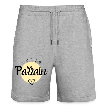 Futur parrain - Short de jogging bio TRAINER Stanley/Stella unisexe - gris chiné - Devant - Nik (191cm) & Marisol (170cm)
