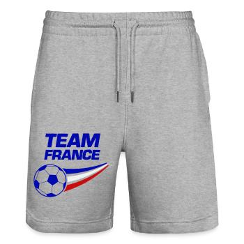 team france soccer - Stanley/Stella Unisex Bio Joggingshorts Trainer  - Grau meliert - Vorne - Nik (191cm) & Marisol (170cm)