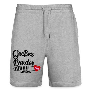 großer bruder loading 2024 - Stanley/Stella Unisex Bio Joggingshorts Trainer  - Grau meliert - Vorne - Nik (191cm) & Marisol (170cm)