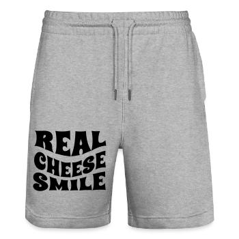RealCheeseSmile - Stanley/Stella Trainer Unisex Organic Jogging Shorts - heather grey - Front - Nik (191cm) & Marisol (170cm)