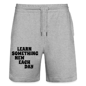 LearnSomethingNewEachDay - Stanley/Stella Trainer Unisex Organic Jogging Shorts - heather grey - Front - Nik (191cm) & Marisol (170cm)