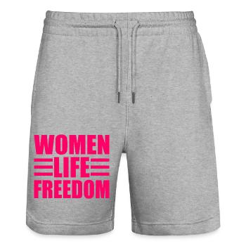 Women life freedom - Short de jogging bio TRAINER Stanley/Stella unisexe - gris chiné - Devant - Nik (191cm) & Marisol (170cm)