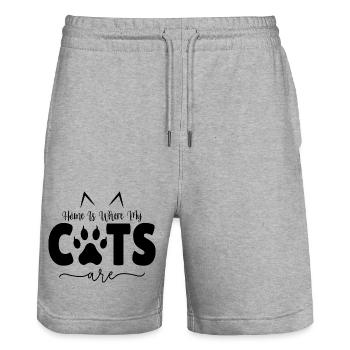 Home is where my Cats are - Stanley/Stella Unisex Bio Joggingshorts Trainer  - Grau meliert - Vorne - Nik (191cm) & Marisol (170cm)