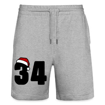 34 Number Christmas - Stanley/Stella Trainer Unisex Organic Jogging Shorts - heather grey - Front - Nik (191cm) & Marisol (170cm)
