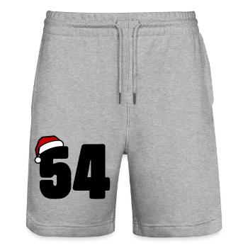 54 Number Christmas - Stanley/Stella Trainer Unisex Organic Jogging Shorts - heather grey - Front - Nik (191cm) & Marisol (170cm)