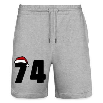 74 Numéro Noël - Short de jogging bio TRAINER Stanley/Stella unisexe - gris chiné - Devant - Nik (191cm) & Marisol (170cm)