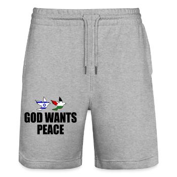 God wants peace for israel free palestine - Short de jogging bio TRAINER Stanley/Stella unisexe - gris chiné - Devant - Nik (191cm) & Marisol (170cm)