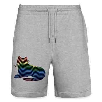 Cat - Stanley/Stella Trainer Unisex Organic Jogging Shorts - heather grey - Front - Nik (191cm) & Marisol (170cm)