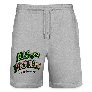 womancontest mädchen ansage frauenrechte - Stanley/Stella Unisex Bio Joggingshorts Trainer  - Grau meliert - Vorne - Nik (191cm) & Marisol (170cm)