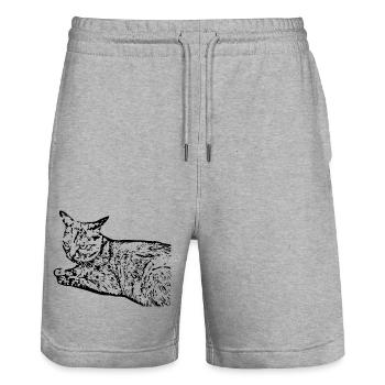 Black Cat Cat Sweet Kitten Christmas Gift - Stanley/Stella Trainer Unisex Organic Jogging Shorts - heather grey - Front - Nik (191cm) & Marisol (170cm)