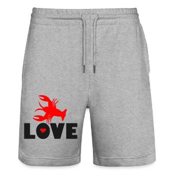 ❤️🦞I Love Lobster-Love Seafood-Best seafood - Stanley/Stella Trainer Unisex Organic Jogging Shorts - heather grey - Front - Nik (191cm) & Marisol (170cm)