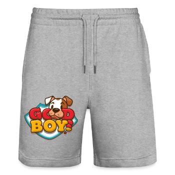 BANDANA POUR CHIEN, BON GARÇON - Short de jogging bio TRAINER Stanley/Stella unisexe - gris chiné - Devant - Nik (191cm) & Marisol (170cm)