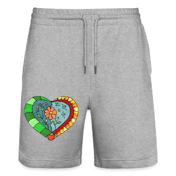 Herz - Stanley/Stella Unisex Bio Joggingshorts Trainer  - Grau meliert - Vorne - Nik (191cm) & Marisol (170cm)