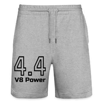 4.4 Puissance du V8 - Short de jogging bio TRAINER Stanley/Stella unisexe - gris chiné - Devant - Nik (191cm) & Marisol (170cm)