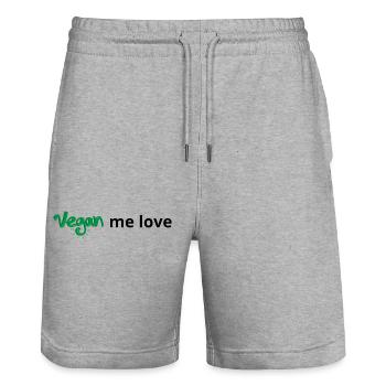 vegan me love - Stanley/Stella Trainer Unisex Organic Jogging Shorts - heather grey - Front - Nik (191cm) & Marisol (170cm)