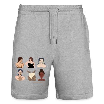 Perfectly imperfect - Stanley/Stella Trainer Unisex Organic Jogging Shorts - heather grey - Front - Nik (191cm) & Marisol (170cm)