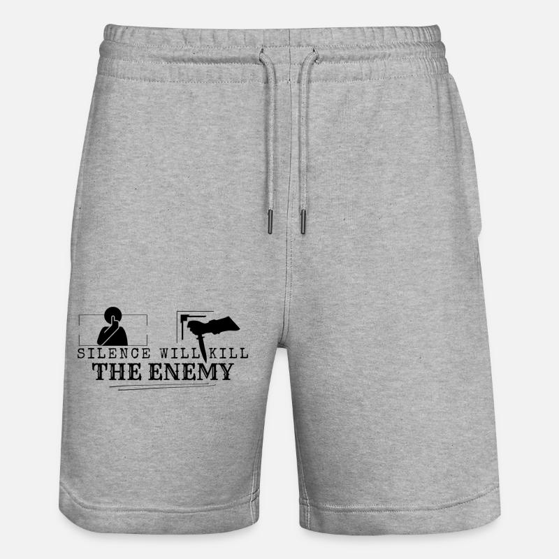 Silence will kill the enemy - Stanley/Stella Trainer Unisex Organic Jogging Shorts - heather grey