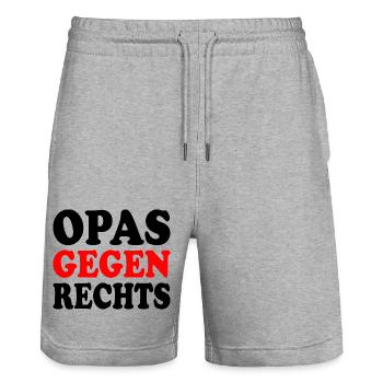 Opas gegen rechts - Stanley/Stella Unisex Bio Joggingshorts Trainer  - Grau meliert - Vorne - Nik (191cm) & Marisol (170cm)