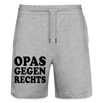 Opas gegen rechts - Stanley/Stella Unisex Bio Joggingshorts Trainer  - Grau meliert - Vorne - Nik (191cm) & Marisol (170cm)