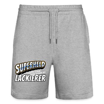 Superheld, clever getarnt als Lackierer - Stanley/Stella Unisex Bio Joggingshorts Trainer  - Grau meliert - Vorne - Nik (191cm) & Marisol (170cm)