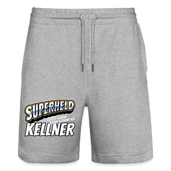 Superheld, clever getarnt als Kellner - Stanley/Stella Unisex Bio Joggingshorts Trainer  - Grau meliert - Vorne - Nik (191cm) & Marisol (170cm)