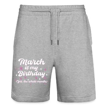 March Is My Birthday Yes The Whole Month Born in - Stanley/Stella Unisex Bio Joggingshorts Trainer  - Grau meliert - Vorne - Nik (191cm) & Marisol (170cm)