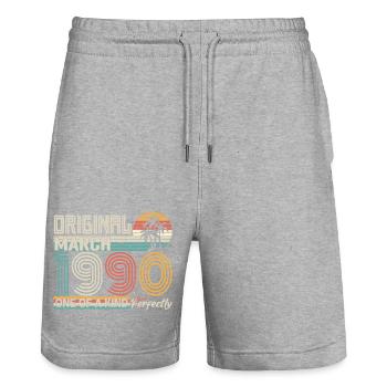 Mars 1990 anniversaire Mars 1990 cadeau - Short de jogging bio TRAINER Stanley/Stella unisexe - gris chiné - Devant - Nik (191cm) & Marisol (170cm)