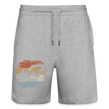 Retro - Vintage - Bagger - Baggern - Stanley/Stella Unisex Bio Joggingshorts Trainer  - Grau meliert - Vorne - Nik (191cm) & Marisol (170cm)