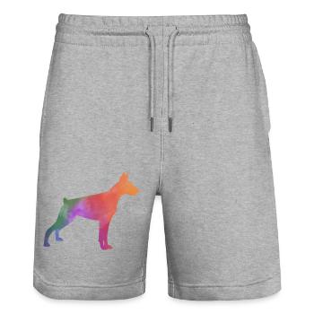 DOBERMAN coloré - Short de jogging bio TRAINER Stanley/Stella unisexe - gris chiné - Devant - Nik (191cm) & Marisol (170cm)