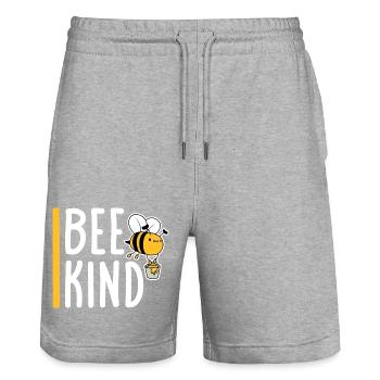 Sei nett niedlich Honig Freundlichkeit Biene Liebe inspirierend - Stanley/Stella Unisex Bio Joggingshorts Trainer  - Grau meliert - Vorne - Nik (191cm) & Marisol (170cm)