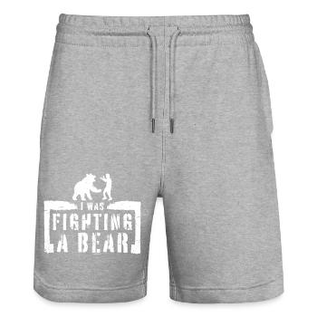 I Was Fighting A Bear Surgery Broken Arm Injury - Stanley/Stella Trainer Unisex Organic Jogging Shorts - heather grey - Front - Nik (191cm) & Marisol (170cm)