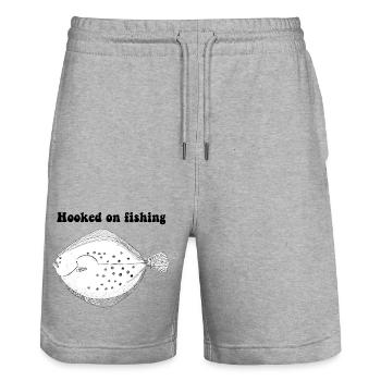 Hooked on fishing 2 - Stanley/Stella Trainer Unisex Organic Jogging Shorts - heather grey - Front - Nik (191cm) & Marisol (170cm)