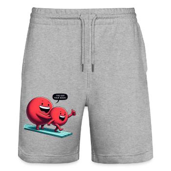 Un duo toujours solidaire sur le plongeoir - Short de jogging bio TRAINER Stanley/Stella unisexe - gris chiné - Devant - Nik (191cm) & Marisol (170cm)